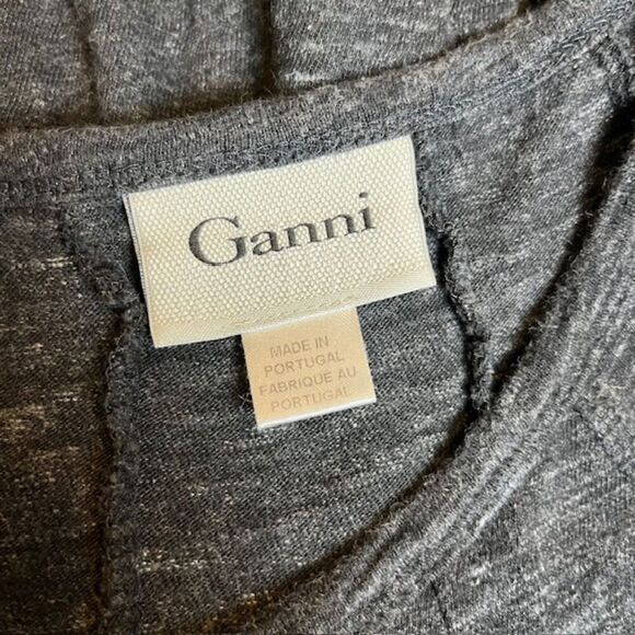 Ganni "Winter Swing" Cotton Jersey Dress in Charcoal Anthropologie Size Medium - Picture 6 of 9